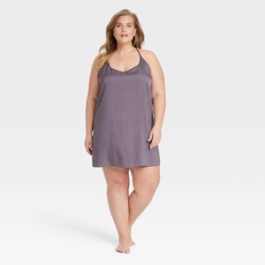 Women's Luxury Collection Shadow Striped Satin Pajama Chemise - Auden™ - 1 of 3