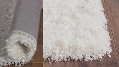 Natural Hand-Tufted Shag Synthetic Round Rug, 3' x 5'