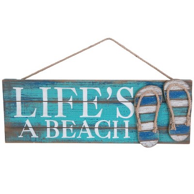 Beachcombers Life Beach With Flip Flops Sign 16 x 15.75 x 0.25 Inches.