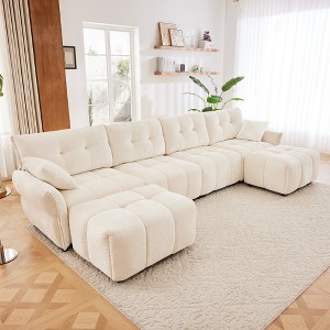 Oversized 141.7" Chenille Modular U-Shaped Sectional Sofa with High-Resilience Cushions and 2 Ottomans, 6-Piece Free combination Sofa - 1 of 4