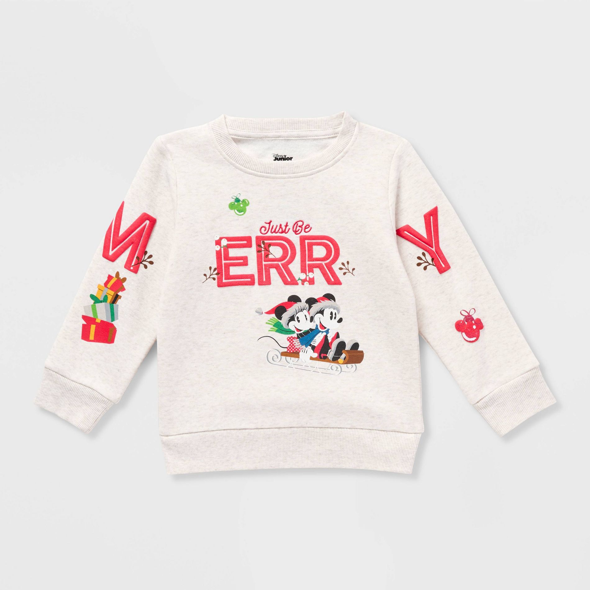 Toddler Boys' Mickey Mouse & Friends Celebrate Holiday Family Matching Fleece Sweatshirt - Oatmeal