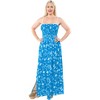 LA LEELA Women's House Daily Routine Evening Wear Boho A line Smocked Dresses Evening Long Tube Top Slit Maxi Dress for Women One Size Blue, Floral - 2 of 4