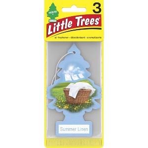Little Trees Summer Linen Air Freshener 3pk: Car Freshener Tree, Sky Blue, Disposable, Non-Powered, 8 Weeks Duration - 1 of 4