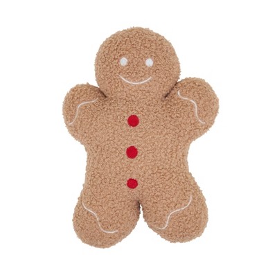 Saro Lifestyle Gingerbread Man Poly Filled Throw Pillow, 9"x12", Brown