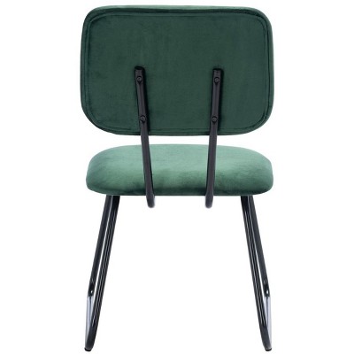 Malachite Green Velvet Parsons Side Chair Set with Matte Black Frame