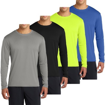 Mafoose Men’s Casual UPF 50 Long Sleeve Performance T-Shirt Pack of 4