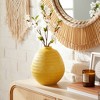Boho Textured Ceramic Vase - Modern Ceramic Decorative Accent for Home Decor, Living Room, Bedroom & Office - 7" Yellow - 2 of 4