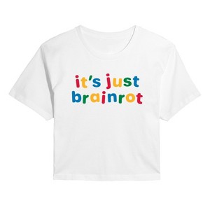 Women's - Instant Message - Just Brainrot Cropped Graphic T-Shirt - 1 of 4