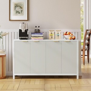 Fluted Sideboard Buffet Cabinet, 55" Large Buffet Modern Credenza with Adjustable Shelves - 1 of 4