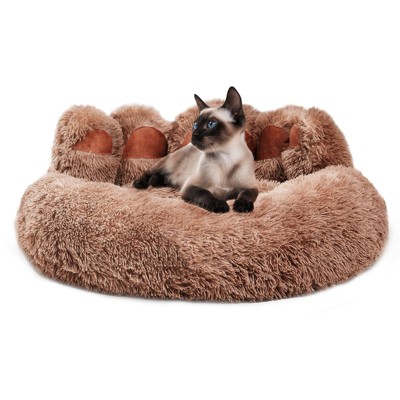 Racxily Upgraded Paw Shape Soothing Round Pet Bed - for Indoor Cats & Small/Medium Dogs, Soft, Machine Washable, Cotton