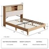 Rattan Bed Frame Full with Shelves, Boho Full Bed Frame with Shelf Headboard Sliding Door, Solid Wood Foundation with Silent Slats, No Box Spring - 2 of 4