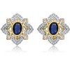 Guili Green or Blue Glow 14K Gold & Rhodium Plated Cubic Zirconia Stud Earrings – A Timeless & Elegant Touch for Any Outfit - 2 of 3