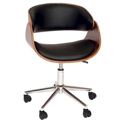 Julian Modern Chair Black/Walnut Veneer Back/Chrome - Armen Living