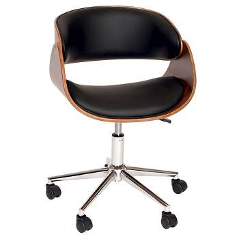 Julian Modern Chair Black/Walnut Veneer Back/Chrome - Armen Living
