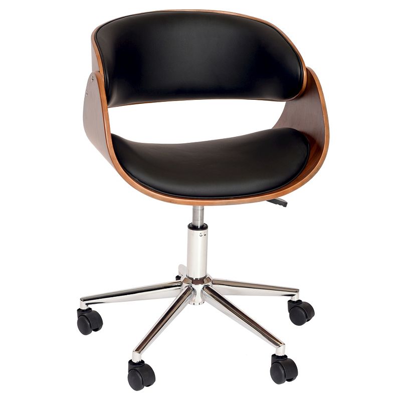 Julian Modern Chair Black/Walnut Veneer Back/Chrome - Armen Living, 1 of 6