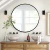 PexFix 42" Round Wall Mirror Circle Bathroom Mirror Black Metal Frame for Bathroom Entryway Bedroom Living Room Wall Mounted Modern Rustic Decor - 2 of 4