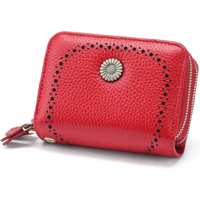 BEAFUP Womens Wallets,Small Genuine Leather Wallet RFID,Wallet Women Double Zipper Pocket Leather Ladies Wallet