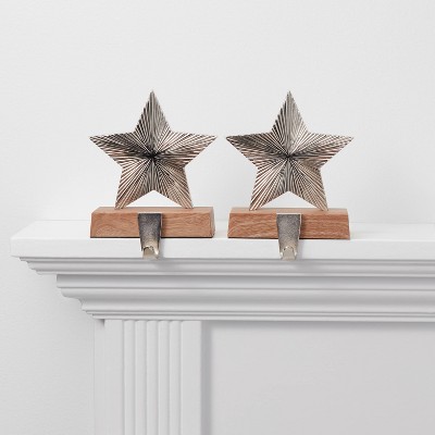 2ct Metal Radiating Star Christmas Stocking Holder - Wondershop™