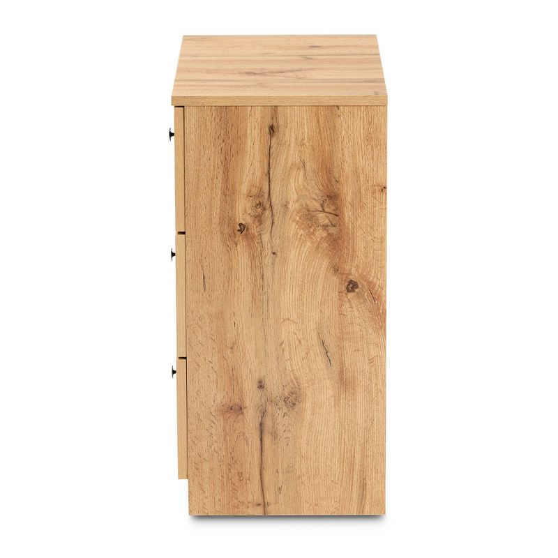 Decon Wood 3 Drawer Storage Chest Oak Brown - Baxton Studio, 4 of 8