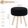SEVOBAL Ottomans and Benches Modern Knitted Round Ottoman Multifunctional Cotton Vanity Stool and Footrest for Living Room, Black, - 2 of 4