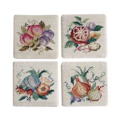 C&F Home Fruits Coaster Needlepoint/Petit Point Coaster Set/4