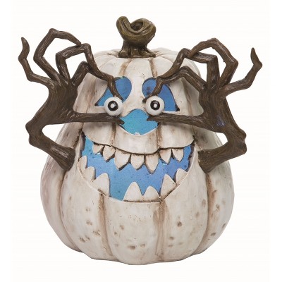 Transpac Resin White Halloween Light Up Jack-O-Lantern