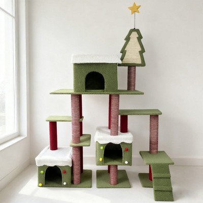 Paaaawaters Wide Christmas Cat Tree Tower for Indoor Cats