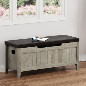 GustoWave Storage Bench, 39.4” Wooden Chest Storage Box with 2 Safety Hinges, Entryway Benches with Flip-Top, Large Trunk for Living Room, Bedroom - 1 of 4