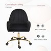 Vynxaria Velvet Home Office Chair with Wheels, Cute Side Arm Chair with Gold Base for Living Room, Bedroom, Vanity - Adjustable Height, Black - 4 of 4