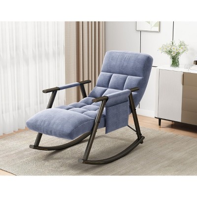 CAVINAS Rocking Chair with Adjustable High Back and Foot Rest Moderen Accent Chair Lounge Chair for Living Room