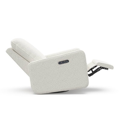 Ivory Boucle Swivel Recliner Accent Chair with Metal Base