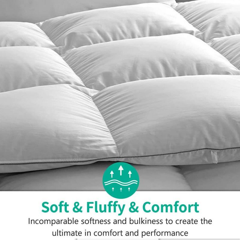 APSMILE King Size Heavyweight Feathers Down Comforter with Ultra Soft Poly Cotton for Bedding Duvets with Down Comforters, White, 5 of 7