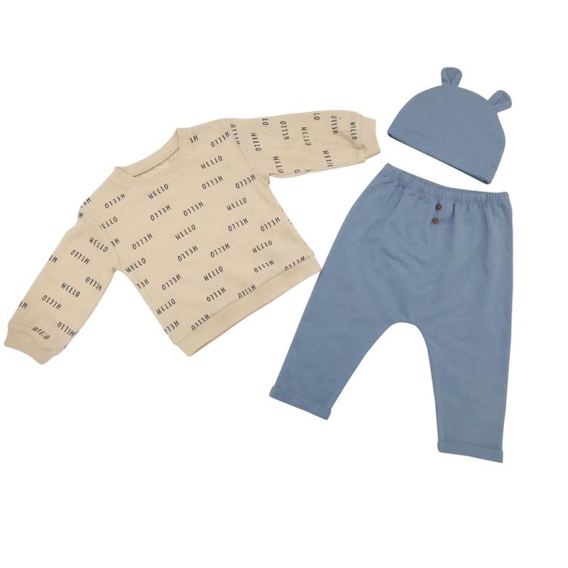 Chick Pea Baby Boy Playwear Newborn Clothes Set Ruffle Long Sleeve, 1 of 3