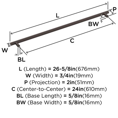 Oil Rubbed Bronze 26.62" Modern Bar Pull with Mounting Hardware