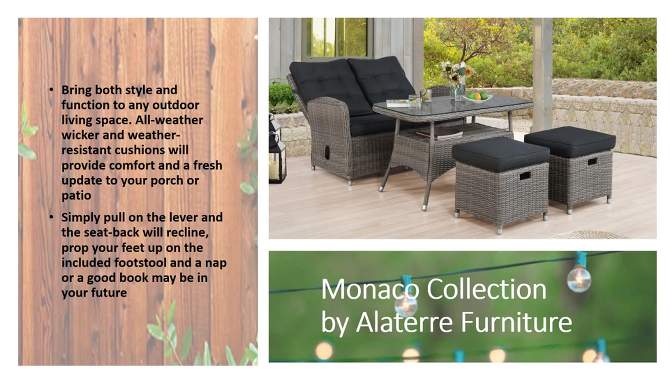 Monaco 3pc Set with 2 Seat Reclining Bench &#38; 2 Ottomans - Gray - Alaterre Furniture, 2 of 14, play video