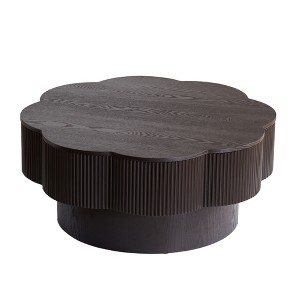 Gulches Dark Brown Flower Plum Blossom Shaped MDF Coffee Table with Storage Iron Frame 31x31x13 Inch Modern Easy Assembly - 1 of 4