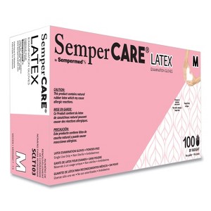 SemperCare Latex Examination Gloves, Cream, Medium, 100/Box, 10 Boxes/Carton - 1 of 4