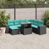 vidaXL Patio Sofa Set with Cushions Sectional Couches 8 Piece Poly Rattan - Black - 2 of 4