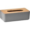 Evideco French Home Goods White Tissue Box Cover Padang with Bamboo Top - Elegant Design for Home and Office - Enhance Décor and Organization - 2 of 4