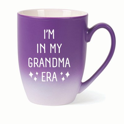 Elanze Designs In My Grandma Era Two Toned Ombre Matte 10 ounce New Bone China Coffee Tea Cup Mug For Your Favorite Morning Brew, Purple and White