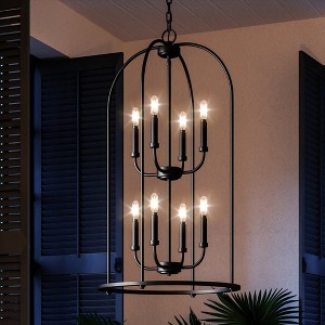 Urban Ambiance Luxury Modern Farmhouse Chandelier 33''H x 18''W,  Midnight Black Finish,  Armidale Collection, UHP3979 - 1 of 4