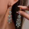 Vuskdtei18K Gold Plated Flower Dangle Earrings for Women, Hypoallergenic Cubic Zirconia Earrings, Elegant Chandelier Drop Earrings - 2 of 4
