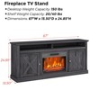 CuisinSmart 67in Farmhouse TV Stand with 23in Electric Fireplace Heater, Black Media Console with 2 Cabinets & Open Shelves for Living Room - 2 of 4