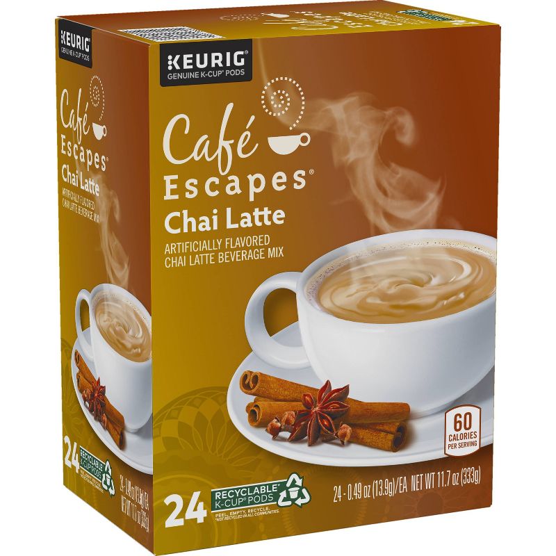 Caf&#233; Escapes Chai Latte Coffee Pods Flavored Coffee Dark Roast - 24ct, 4 of 11