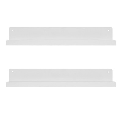 Mezzo White Metal Floating Wall Ledge Shelf Set