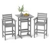 Costway 3-Piece Patio HDPE Bar Set Armchairs with Square High-Top Table Footrest & Backrest Navy/Gray/Brown/Black - 2 of 4