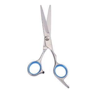 Unique Bargains Stainless Steel Straight Scissors with Gasket Ring for Long Short Thick Hard Soft Hair Blue 1 Pc - 1 of 4