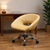 HomeRoots Beige and Silver Faux Leather Adjustable Height Swivel Rolling Office Chair - 2 of 4