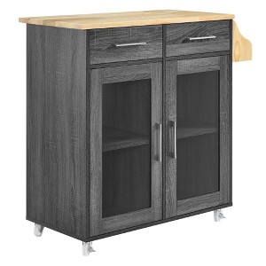 Modway Cuisine Kitchen Cart – Rolling Storage Island with Shelves, Drawer, and Towel Rack - 1 of 4