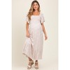 PinkBlush Cream Multi Ditsy Floral Smocked Maternity Midi Dress - 2 of 4